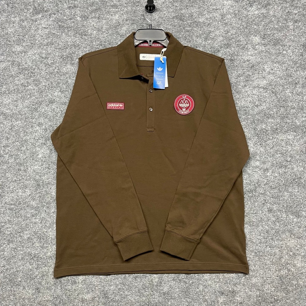 Adidas Spezial x CP Company Polo Shirt Men XL Dust Cargo Brown Retro Long Sleeve - Picture 2 of 15